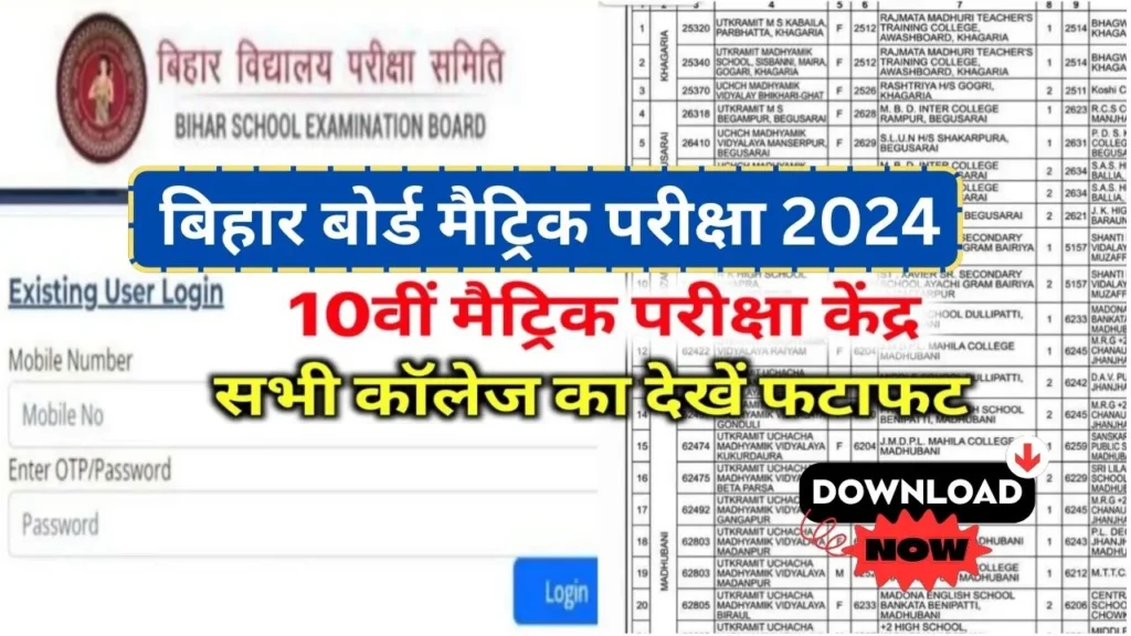 Bihar Board 10th Center List 2024